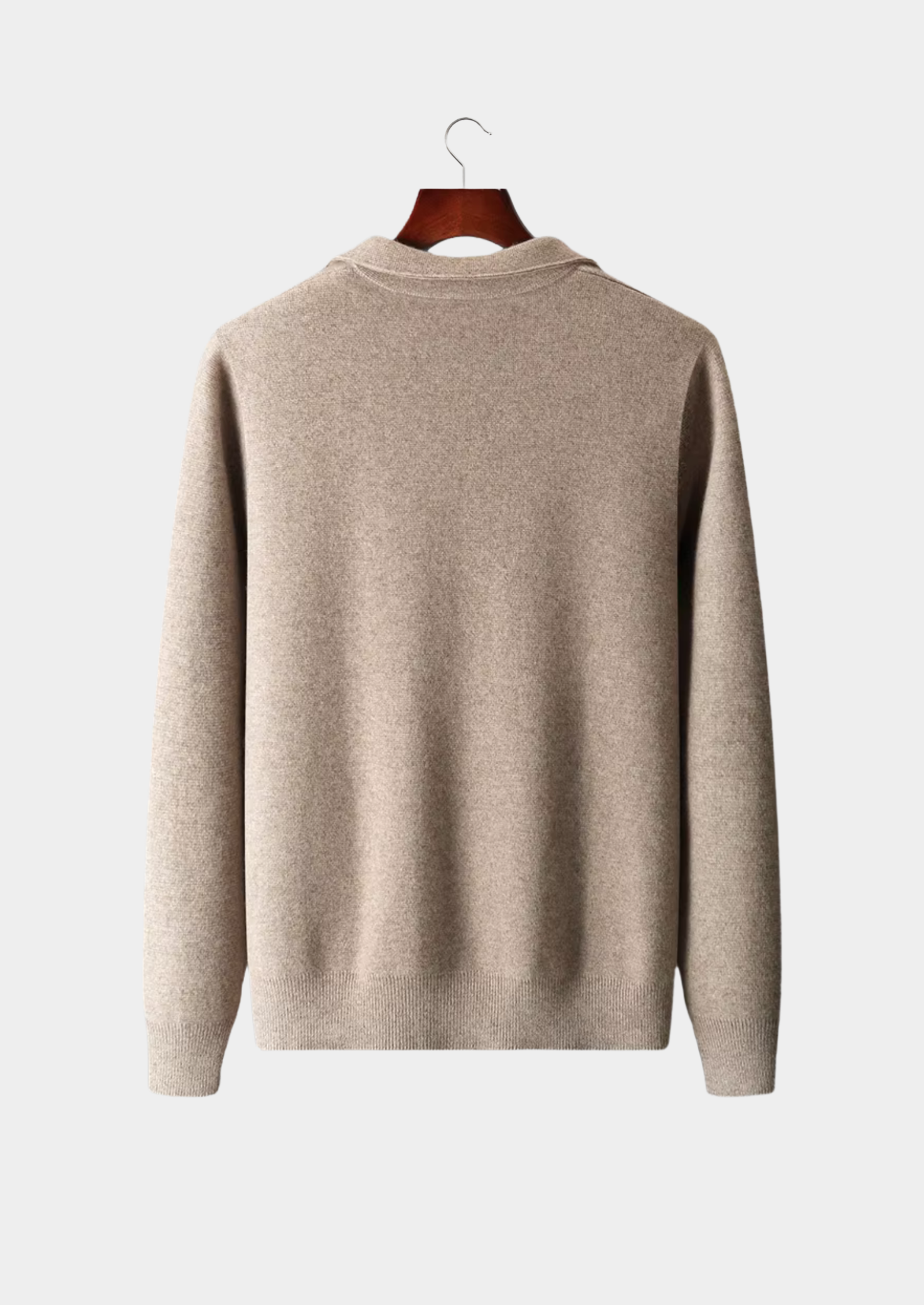 PURE EXTRA-FINE MERINO WOOL ZIP POLO CARDIGAN