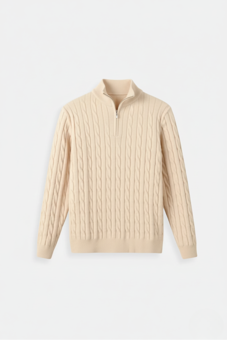 Smart Luxury Cable Knit Zip Sweater