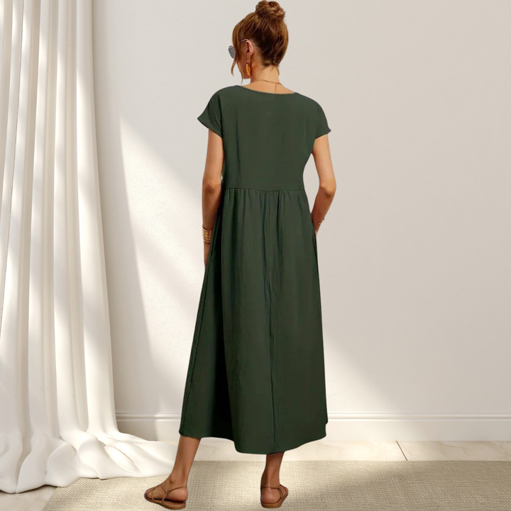 Clio™ – Elegant Sommarklänning – Lätt, Smickrande & Täcker Magen